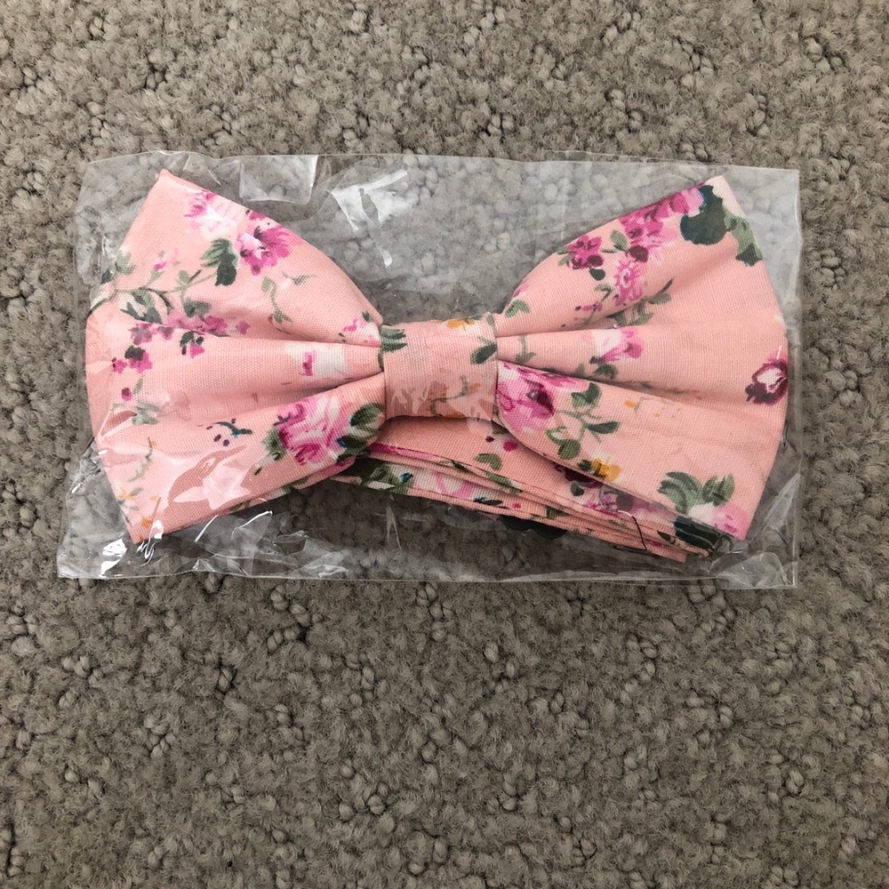 Pink floral bowtie